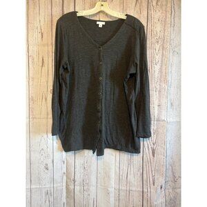 J.Jill Gray Lightweight Cardigan Button Sweater Top Size Medium